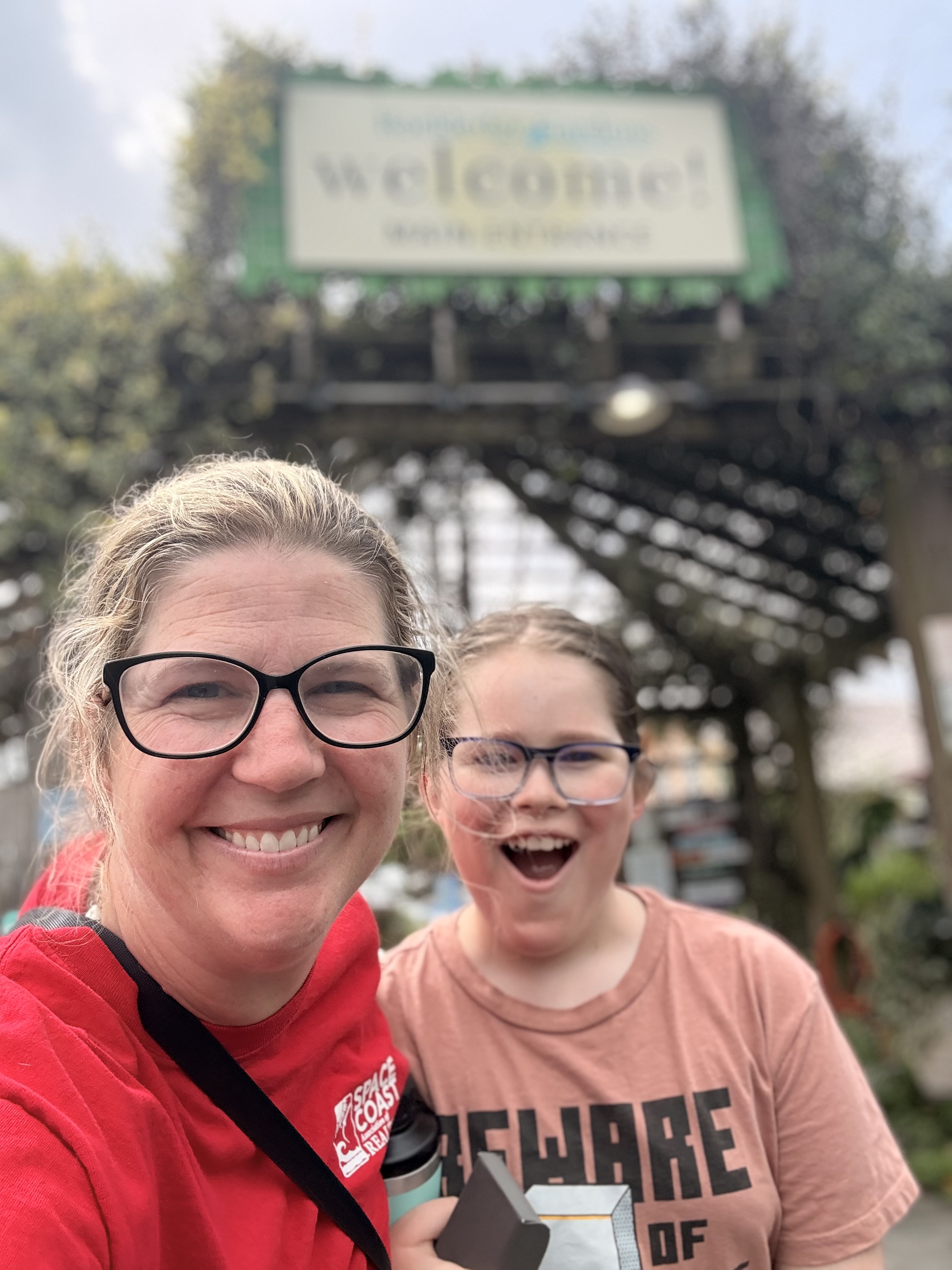 Lisa Kathleen Mark and her son at the entrance to Rockledge Gardens in Rockledge, Florida.