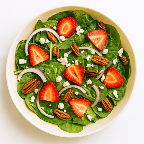 Strawberry Spinach Salad with Toasty Pecans & Honey‑Lime Dressing